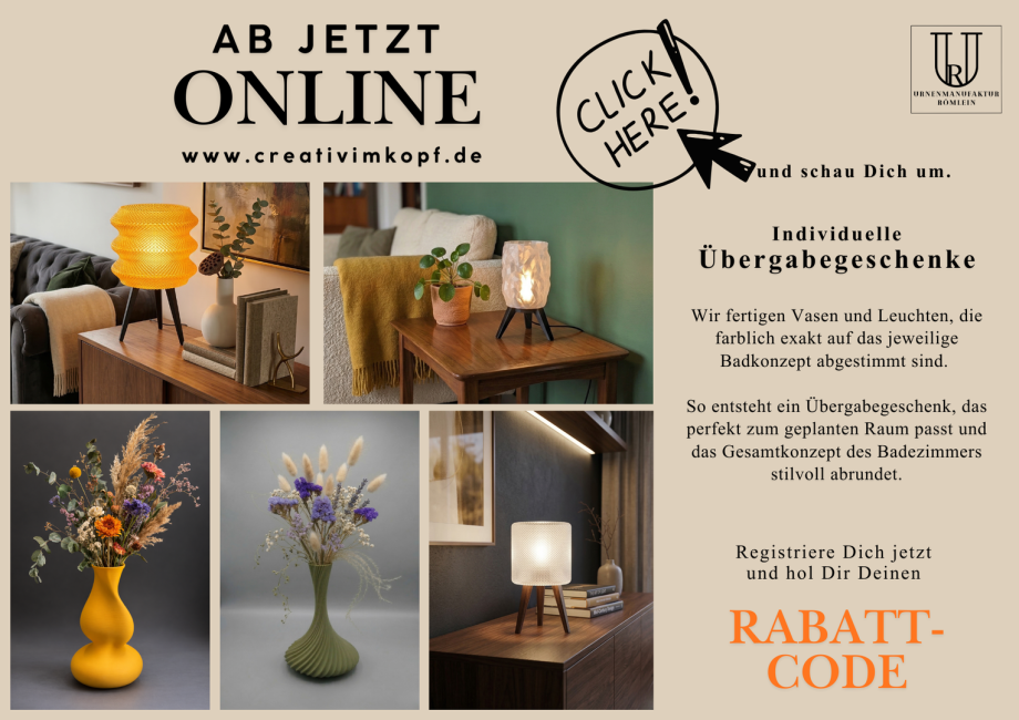 Lampen und Vasen im Online-Shop creativimkopf.de